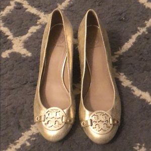 Gold Tory Burch wedges (size 7.5)